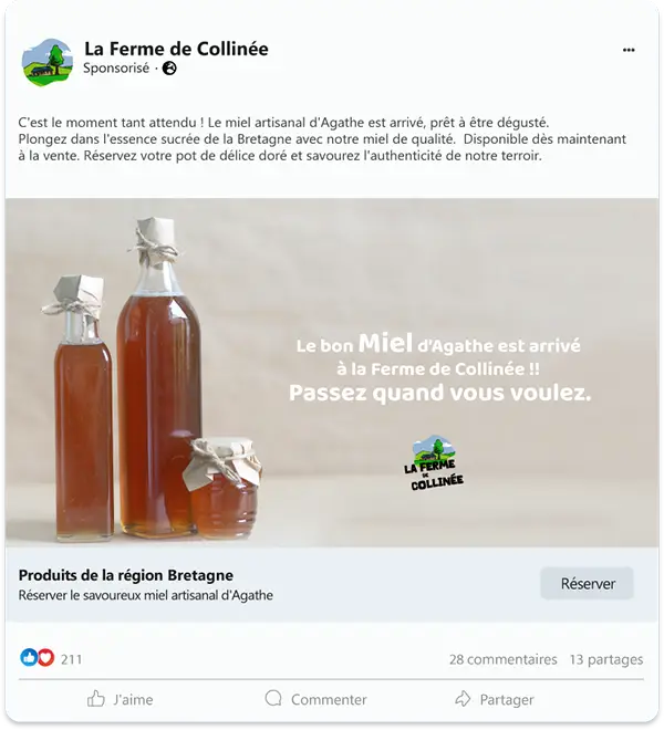 Post Facebook de présentation : le miel d'agathe est arrivé