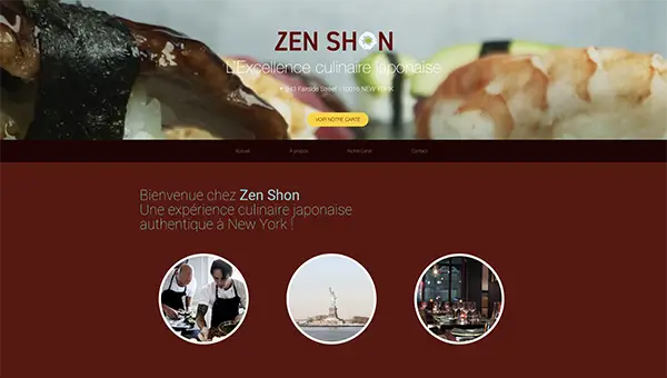 Hero banner du site internet Zen Shon